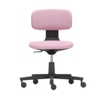 Vitra - Rookie Studio Chair, Fabric Upholstery, Deep Black Base, Plano 15 Pink/Sierra Grey, Castors Soft, Braked For Hard Floor - Kontorsstolar - Konstantin Grcic - Rosa