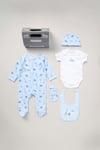 Rock A Bye Baby Girl Cotton 5-Piece Gift Set - Sky Blue - Size 0-3M