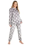 CityComfort Pyjama Femme Hiver Polaire, Ensemble Pyjama Chaud à Capuche pour Femme Ado, Idée Cadeau pour Elle (Étoile Grise, M)