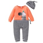2pcs Newborn Baby Jumpsuit Cute Striped Round Orange 80 Cm