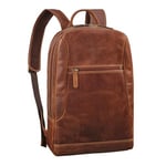 STILORD 'Bradley' Vintage Sac à Dos Cuir pour Ordinateur 15.6 Pouces Grand Sac College Femme Sac de Travail Homme Voyage Backpack D'affaires, Couleur:cannes - marron