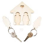 LAC Porte Clef Couple en Bois - Cadeau Couple Noel - Idee Cadeau Cremaillere Maison - Porte Clé Femme Cadeaux Couple Anniversaire