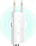 Outdoor Point d'accès WiFi 1200Mbps Borne WiFi Exterieur avec 2 Port Ethernet Gigabit, Amplificateur WiFi Extérieur Double Bande 5G/2.4GHz, IP66 Antenne WiFi Exterieur Large Couverture, Support PoE