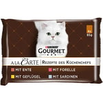 Gourmet A la Carte Nourriture pour Chat Nourriture Humide avec Canard, Volaille, Truite et Sardine en Sauce - 4x85g - Boîte de 12 (48 Sachets Repas ; 4,08kg)