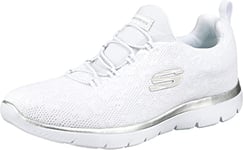 Skechers Femme Summits Leopard Spot Baskets, White Mesh/Silver Trim, 37 EU