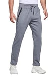 Tansozer Mens Joggers Slim Fit Jogging Bottoms Open Hem Gym Pants Cotton Tracksuit Trousers with Zip Pockets Running Sweatpants (Dark Grey, 3X-Large)