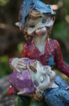 97276 A    COUPLE TRONC  FIGURINE  TROLLS PIXIES  LUTIN PIXIE ELFES FARFADET FEE