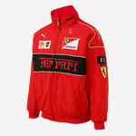 Unisex F1 Team Racing Ferrari Jacka Kappa Med Dragkedja Broderi Retro Ytterkläder Röd Red S