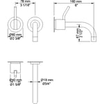 VOLA Et-grebsblander med keramisk ventilenhed og fast afgangsmuffe Fast udløb, 160 mm, ø19 mm Mellemlangt 60 mm Rosetter Rustfrit stål 40 ½''RG/PEX