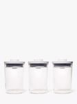 OXO POP Round Kitchen Storage Jars, Set of 3, 500ml, Clear/White