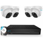 Reolink Kit de Vidéosurveillance 2K＋ 5MP Détection de Perosnne et Véhicule, 4X Caméra IP PoE et 8CH 2To NVR Vision Nocturne 30M avec Audio,