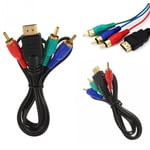 Multi Out Adapter Flat HDMI Male To 3 RCA VGA Cord Video Audio AV Cable Adapter