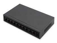 DIGITUS - Switch - IEEE 802.3af, IEEE 802.3at - ostyrd - 8 x 10/100 (PoE+) + 2 x 10/100 - stationär - PoE+ (60 W)