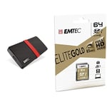 EMTEC - Pack Création : Disque SSD Portable X200 1 Tera + Cartes SD UHS-1-U1 64 GB