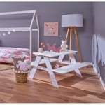 Table-banc enfant HENNING pin massif vernis blanc Taille unique