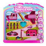 Barbie Mini BarbieLand 4-Pack Doll & Toy Vehicle Set with 4 1.5-inch Barbie Dolls & 4 Iconic Toy Vehicles with Color-Change Surprise, JDB85