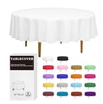 D&Z Lot de 6 nappes Rondes en Plastique jetables pour fête, Anniversaire, Mariage, Noël - Blanc - 213,4 cm