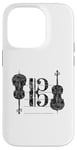 Coque pour iPhone 14 Pro Violoncello Clef de Ténor (Noir Ancien) Cello