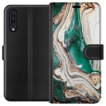 Samsung Galaxy A50 Svart Plånboksfodral Grön / Guld marmor