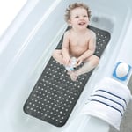 Tapis de Bain antidérapant de qualité avec ventouses Solides（40×88cm）,sans BPA, sans Latex, Lavable en Machine Design élégant et Durable de Bain et Baignoire,Noir