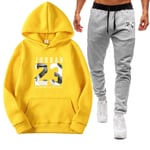 ZGRW Ensemble de survêtement pour homme Jordan 23# Basketball Sportswear - Survêtement de sport pour homme - Survêtement décontracté - Survêtement à capuche - Jaune - XL