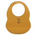 Nattou Bavoir en Silicone Avec Bol de Collecte, Lapin, Taille Réglable, Sans BPA, Environ 20 x 27 cm, Silicone, Ocre