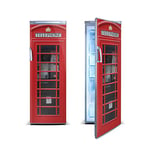 FridgeWrap: British Red Telephone Box Vinyl Sticker for Refrigerator