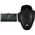 Corsair K100 RGB Optical-Mechanical Gaming Keyboard QWERTY, Black & Dark Core RGB PRO SE, Wireless/Wired Gaming Mouse with Qi Wireless Charging Black