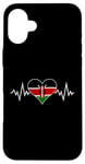 Coque pour iPhone 16 Plus Drapeau Kenya Vintage Heart Beat Kenya Pulse Line