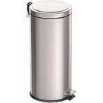 Tramontina 30 Litre Kitchen Indoor Outdoor Rubbish and Waste Bin with Pedal, Metal Stainless Steel, 29.5 cm Diameter x 65.5 cm Height, 94538130