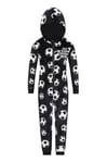 ThePyjamaFactory Boys Eat Sleep Football Repeat Black and White Fleece Gaming Sleepsuit (9-10 Years)