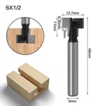 6x12mm Jeu de mèches de toupie à rainure en T, mèches de trou de clé de boulon hexagonal, fraise à fente en T pour le travail du bois 1/4 &quot;6mm 8mm ""Nipseyteko