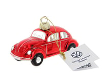 BRISA VW Collection - Décorations de Noël Volkswagen Coccinelle/Beetle en Verre dans Une boîte Cadeau (Rouge), 10,4 x 4,4 x 6 cm