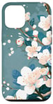 iPhone 13 Japanese White Cherry Blossom Sakura Flower Blue Background Case