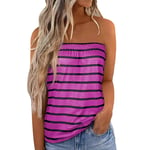 (XL-Violet)Women Bandeau Tops Print Patterns Sexy Vests Loose Sleeveless Elastic