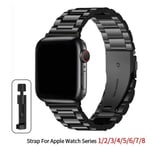 Armband i rostfritt stål för Apple Watch Band 45 mm Ultra 49 mm 41 mm 40 mm 44 mm Klocka Metallarmband för Iwatch Series 9 8 7 6 5 Svart