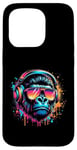 Coque pour iPhone 15 Pro Monkey DJ Disco Music Lover Gorilla Chimpanzee Casque audio