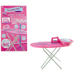 KIDS LAUNDRY & IRONING SET ROLE PLAY CHILDRENS TOY 3+ BOARD WASHING BOWL HANGER.