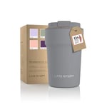 LARS NYSØM Thermo Coffee Mug-to-go 13oz | Travel Mug 0.38 Liter with Insulation | Leak Proof Stainless Steel Thermal Mug for Coffee and Tea on The Go | Tea Mug (Ash Gray, 380ml)