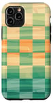 Coque pour iPhone 11 Pro Green Art Deco Coque de téléphone motif damier plage et océan coucher de soleil