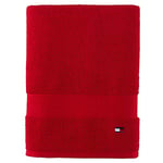 Tommy Hilfiger Modern American Solid Bath Towel, 30 X 54 Inches, 100% Cotton 574 GSM (Chinese Red)