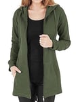 Tuopuda Sweat-Shirt Femme Sweat à Capuche Zippé Épais Hoodie Sport Hiver Manche Longue Manteau Grande Taille Coupe-Vent Gilet Long Automne avec Poches Zip Up Sweatshirts, Vert, M