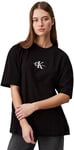 Calvin Klein Jeans T-Shirt Manches Courtes Femme Monologo Boyfriend Col Ras-du-Cou, Noir (CK Black), XL