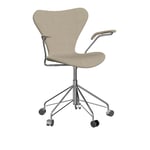 Fritz Hansen - 3217 Sjuan - Helklädd, Tyg, Hallingdal 200 - Beige - Beige - Kontorsstolar