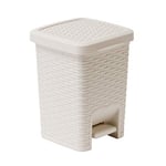 Addis 518145 Rattan Effect Square Bathroom Pedal Waste Trash Bin, 6 Litre, Cream, Calico Linen