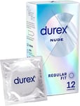 Durex Nude, Condoms, Regular Fit, 12S, Ultra Thin, Designed to Feel It All