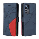 CXTcase Coque Xiaomi 12T/Xiaomi 12T Pro, Flip Magnétique Protection Case Portefeuille Xiaomi 12T, Antichoc Housse, Étui en Cuir PU pour Portefeuille avec pour Xiaomi 12T Pro, Bleu