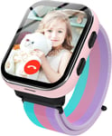 Montre Intelligente Enfants Gps,4g Montre Téléphone Enfants Avec Appel,Appel Vidéo,Wifi,Caméra,Sos,Chat Vocal Et Fonction De Jeux De Puzzle Pour Les Garçons Filles(Rose)