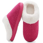 Hiver Pantoufles Femmes en Mousse Mémoire Confort Laine-Peluche Pantoufles Maison Intérieur Mignon Mules Chaussons Anti-Slip Chaud Souple House Chaussures pour Dames Rose,36/37