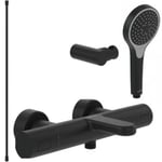 Pack mitigeur baignoire thermostatique VILLEROY ET BOCH Universal Taps & Fittings rond Matt Black avec ensemble